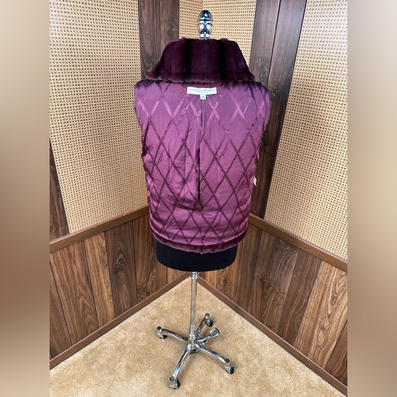 CAROLINA HERRERA DESIGNER DYED EGGPLANT SHEARED WEASEL FUR VEST JACKET COAT 8 M - Picture 10 of 12